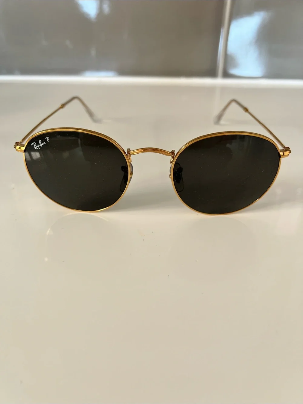 Ray-Ban Gold Frame Sunglasses with Black Lenses